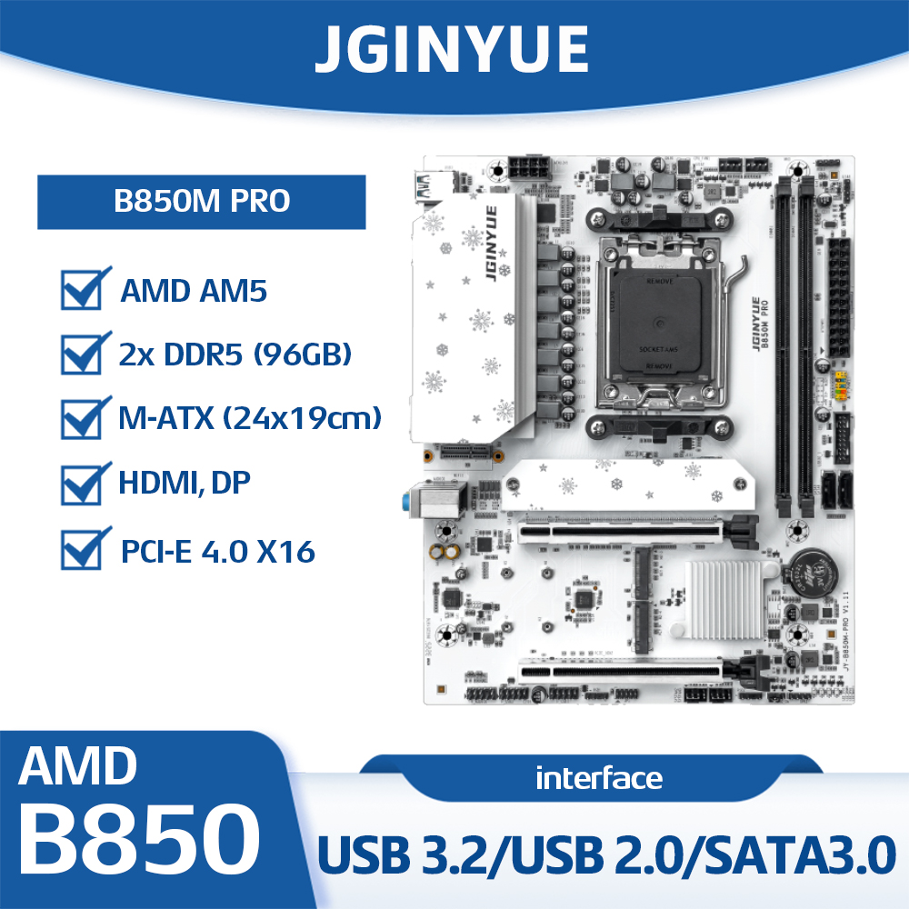 Placa-Mãe JGINYUE B850M PRO AM - Am5 Micro Atx Pcie 5.0 Motherboard avaliação e preço